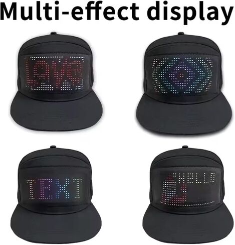LED Display Hat, LED Scrolling Hat, Cotton LED Cap, Cell Phone Editable Bluetooth Costume Cool Novelty Hat for Party in Saudi Arabia