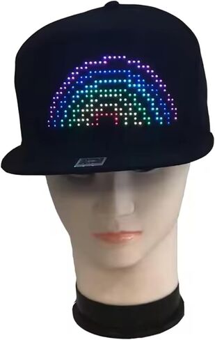 LED Display Hat, LED Scrolling Hat, Cotton LED Cap, Cell Phone Editable Bluetooth Costume Cool Novelty Hat for Party in Saudi Arabia