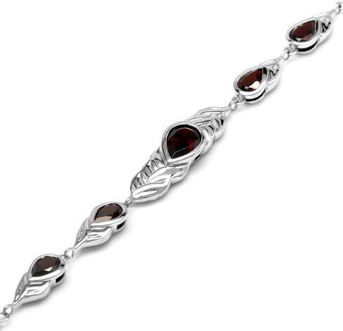 Silvershake Pear Shape Gemstone White Gold Plated 925 Sterling Silver Graduate Leaf Link Bracelet Jewelry for Women in Saudi Arabia