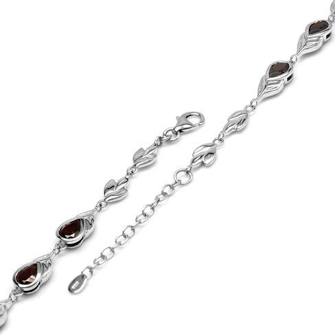 Silvershake Pear Shape Gemstone White Gold Plated 925 Sterling Silver Graduate Leaf Link Bracelet Jewelry for Women in Saudi Arabia
