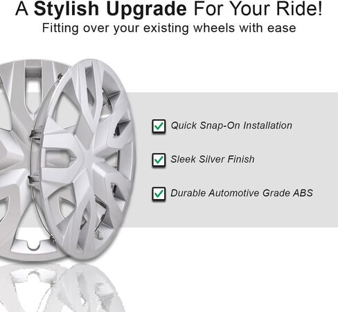 مجموعة من 4 17 "5 أغطية عجلات Snap-On Double لـ Toyota C-HR LE 2018-2021-Silver in Saudi Arabia