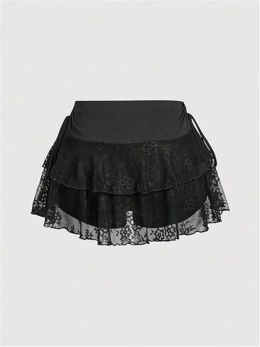 Wdirara Women's Lace Lace Skorts Mini Mini Skorts Side High Chister Skirt in Saudi Arabia