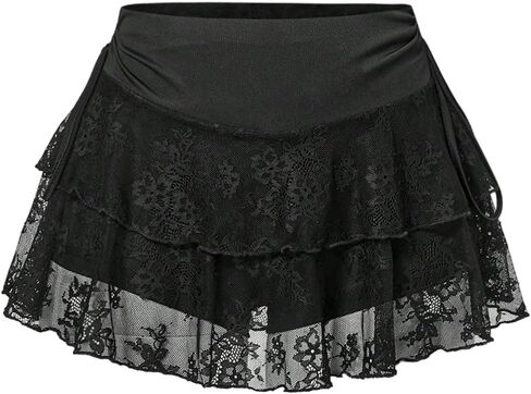 Wdirara Women's Lace Lace Skorts Mini Mini Skorts Side High Chister Skirt in Saudi Arabia
