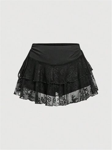 Wdirara Women's Lace Lace Skorts Mini Mini Skorts Side High Chister Skirt in Saudi Arabia