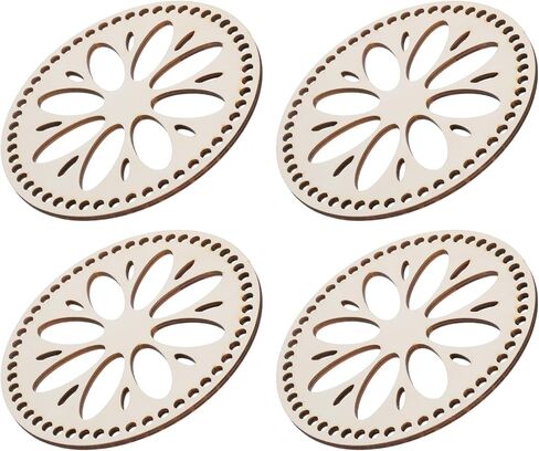 MECCANIXITY Crochet Basket Base 5.5 Inch Circle Wooden Crochet Bag Bottom Unfinished Wood for DIY Craft Basket Crochet, Bag Weaving Knitting Bases Pack of 4 in Saudi Arabia