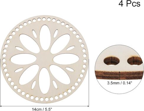 MECCANIXITY Crochet Basket Base 5.5 Inch Circle Wooden Crochet Bag Bottom Unfinished Wood for DIY Craft Basket Crochet, Bag Weaving Knitting Bases Pack of 4 in Saudi Arabia