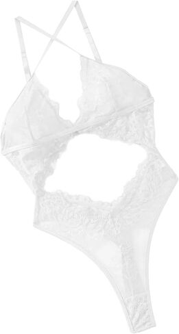 Women Sexy Lingerie One Piece Lace Cut Out Lingerie Bodysuit Crotch Teddy Underwear in Saudi Arabia