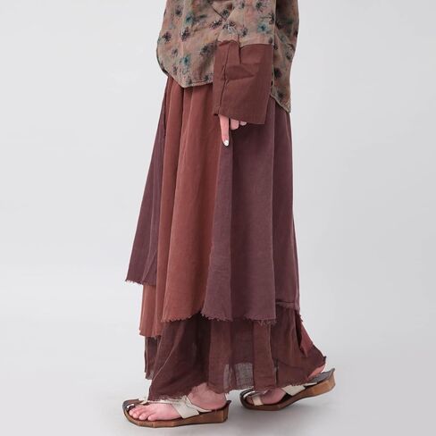 تنورة من الكتان الصيفي Tylish Summer Clatwork for Women Retro A-Line Disuits Devited Long Long Skirt in Kuwait