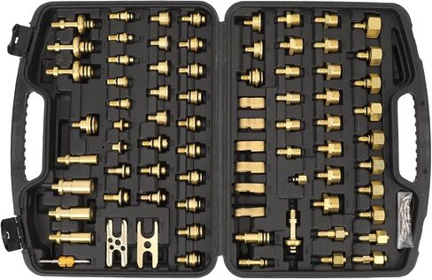 77pcs Professional Automotive Air Conditioning Leak Test Kit Brass Leak Detection Tools Brass Connector Repair Kit for Car Truck Refrigerant System Auto AC, Car AC Detector in Saudi Arabia
