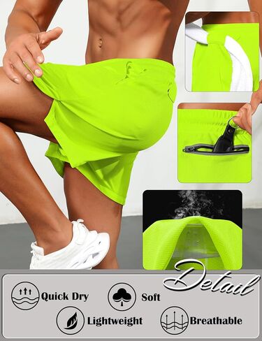 Babioboa Men's Running Shorts Gym Quick Dry Athletic Basketball Bottoms Lightweight Shorts with Zip Pocket & Towel Loop in Kuwait