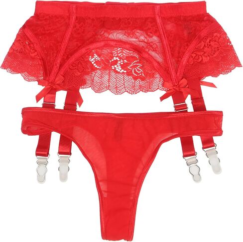 ohmydear Plus Size Garter Belts for Thigh Highs - Sexy Lace Garter Belt with 4 Clips - Garter Belts Lingerie for Women in Saudi Arabia