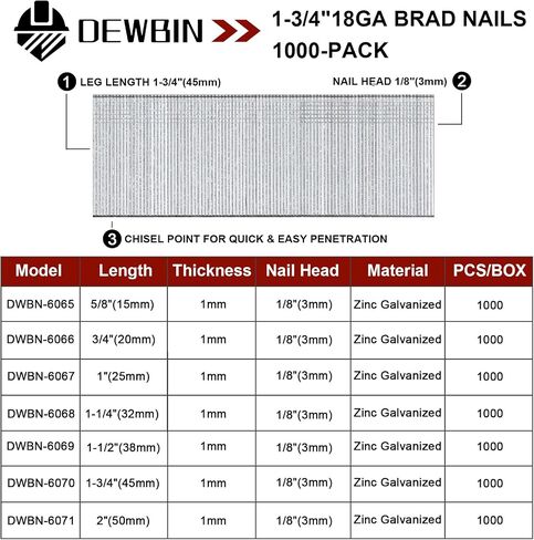 18 Gauge Brad Nails ، 1000 Counts 3/4 inch 18 Ga Brad Nails ، مسامير مجلفنة للمسدس الأظافر ، وإنهاء مسدس الأظافر للهوميل in Kuwait