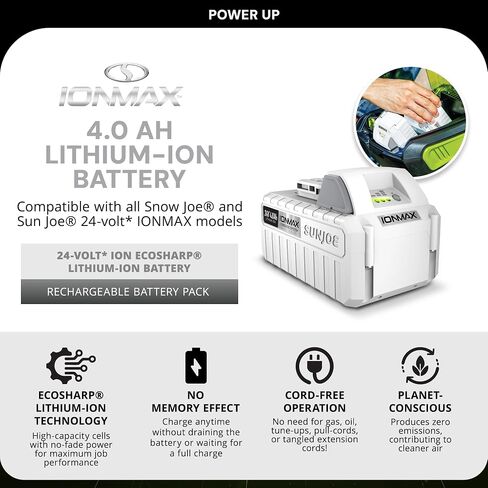 Snow Joe مصدقة Ionmax 24-Volt Lithium-ion Battery ، Universal لجميع Moe Brands (Sun Joe ، Auto Joe ، Power Joe) ، نظام إدارة البطارية ، منتج OEM (2.0 ، AMPS) in Kuwait