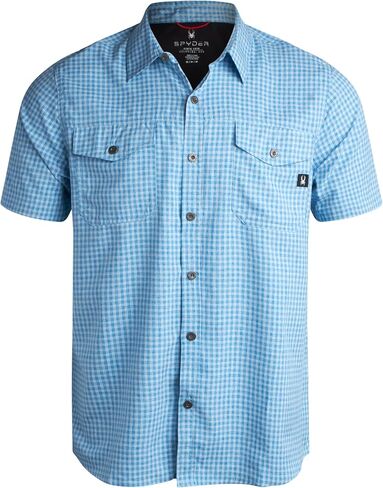 Spyder Mens Short Sleeve Button Down Shirts - Lightweight Plaid Collared Shirt - Wrinkle Free Casual Shirts for Men (S-XL) in Saudi Arabia