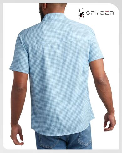 Spyder Mens Short Sleeve Button Down Shirts - Lightweight Plaid Collared Shirt - Wrinkle Free Casual Shirts for Men (S-XL) in Saudi Arabia