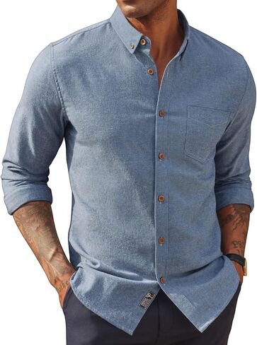 PJ Paul Jones Mens Classic Fit Linen-Cotton Shirt Button Down Long Sleeve Disual Business Derts in Saudi Arabia