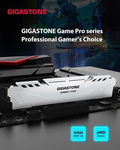 【DDR4 RAM】 GIGASTONE Game PRO 32GB Kit (2x16GB) DDR4 3200MHz PC4-25600 CL 16-18-18-40 Intel XMP 2.0 AMD Ryzen 1.35V UDIMM 288 Pin Unbuffered Non ECC High Performance Gaming Desktop Memory - Red in Saudi Arabia