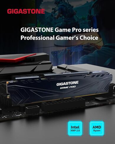 【DDR4 RAM】 GIGASTONE Game PRO 32GB Kit (2x16GB) DDR4 3200MHz PC4-25600 CL 16-18-18-40 Intel XMP 2.0 AMD Ryzen 1.35V UDIMM 288 Pin Unbuffered Non ECC High Performance Gaming Desktop Memory - Red in Saudi Arabia