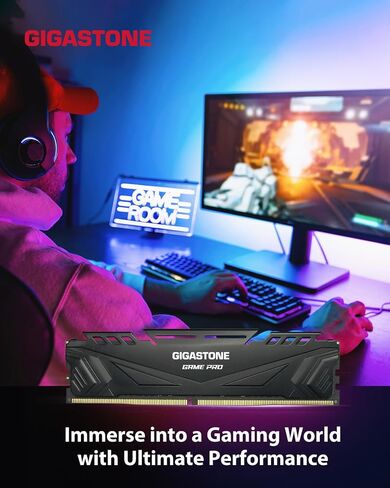 【DDR4 RAM】 GIGASTONE Game PRO 32GB Kit (2x16GB) DDR4 3200MHz PC4-25600 CL 16-18-18-40 Intel XMP 2.0 AMD Ryzen 1.35V UDIMM 288 Pin Unbuffered Non ECC High Performance Gaming Desktop Memory - Red in Saudi Arabia