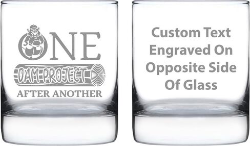 One Dam Project - Whiskey Rocks Glass - Funny Handyman Gifts for Construction Workers - 10.25 oz Glasses in Kuwait