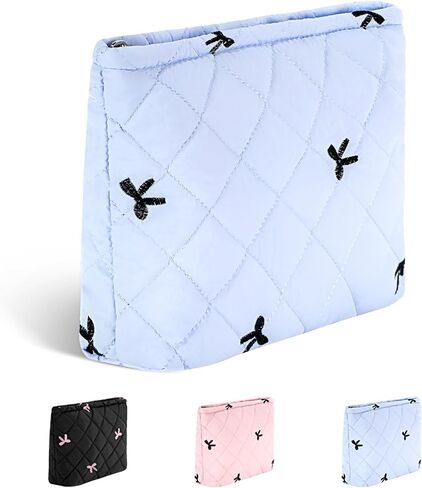 Period Bag for Teen Girls, Quilted Sanitary Napkin Storage Bag, Cute Bow Tie Menstrual Pad Pouch Tampon Holder (Plaid Pink) in Saudi Arabia