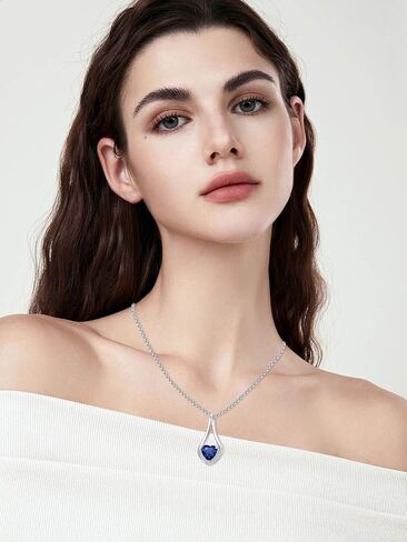Birthstone Necklaces for Women,18k Yellow/White Gold Forever Love Heart Infinity Pendant Necklace Anniversary Jewelry Christmas Birthday Gifts for Women Her Wife Girlfriend in Kuwait