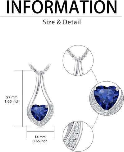 Birthstone Necklaces for Women,18k Yellow/White Gold Forever Love Heart Infinity Pendant Necklace Anniversary Jewelry Christmas Birthday Gifts for Women Her Wife Girlfriend in Kuwait