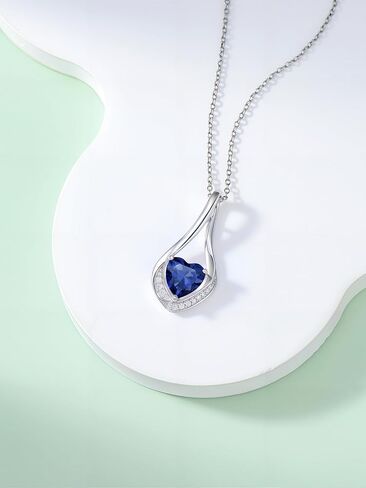 Birthstone Necklaces for Women,18k Yellow/White Gold Forever Love Heart Infinity Pendant Necklace Anniversary Jewelry Christmas Birthday Gifts for Women Her Wife Girlfriend in Kuwait