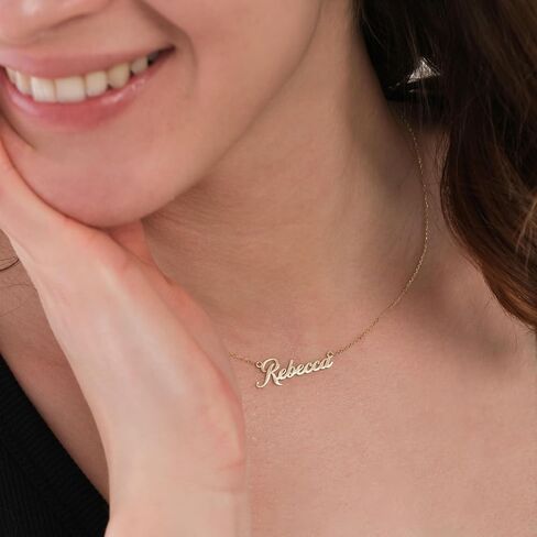 10K Solid Gold Custom Name Necklace, Personalized Nameplate Pendant for Women – Solid Gold or Gold-Plated Options, Custom Jewelry Gift for Her in Saudi Arabia