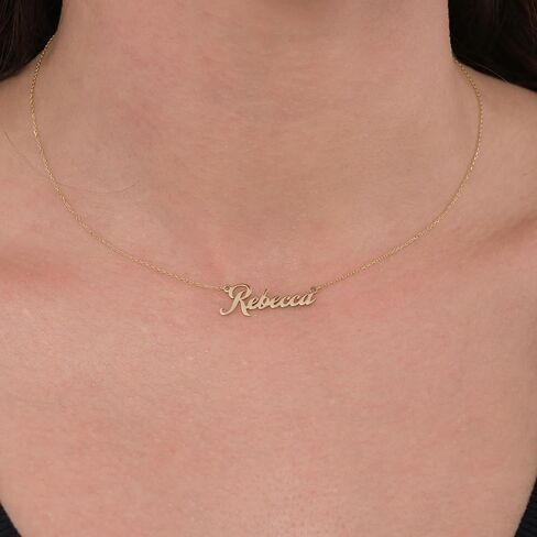 10K Solid Gold Custom Name Necklace, Personalized Nameplate Pendant for Women – Solid Gold or Gold-Plated Options, Custom Jewelry Gift for Her in Saudi Arabia