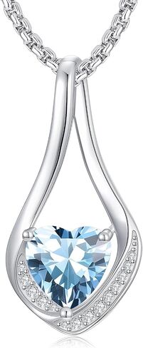 Birthstone Necklaces for Women,18k Yellow/White Gold Forever Love Heart Infinity Pendant Necklace Anniversary Jewelry Christmas Birthday Gifts for Women Her Wife Girlfriend in Kuwait