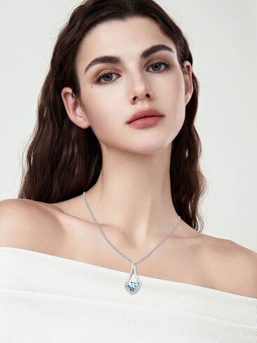 Birthstone Necklaces for Women,18k Yellow/White Gold Forever Love Heart Infinity Pendant Necklace Anniversary Jewelry Christmas Birthday Gifts for Women Her Wife Girlfriend in Kuwait
