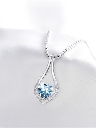 Birthstone Necklaces for Women,18k Yellow/White Gold Forever Love Heart Infinity Pendant Necklace Anniversary Jewelry Christmas Birthday Gifts for Women Her Wife Girlfriend in Kuwait