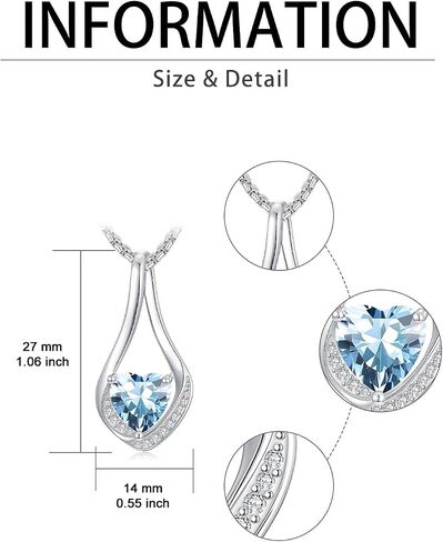 Birthstone Necklaces for Women,18k Yellow/White Gold Forever Love Heart Infinity Pendant Necklace Anniversary Jewelry Christmas Birthday Gifts for Women Her Wife Girlfriend in Kuwait