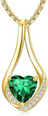 Birthstone Necklaces for Women,18k Yellow/White Gold Forever Love Heart Infinity Pendant Necklace Anniversary Jewelry Christmas Birthday Gifts for Women Her Wife Girlfriend in Kuwait