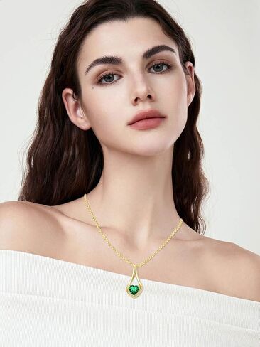 Birthstone Necklaces for Women,18k Yellow/White Gold Forever Love Heart Infinity Pendant Necklace Anniversary Jewelry Christmas Birthday Gifts for Women Her Wife Girlfriend in Kuwait