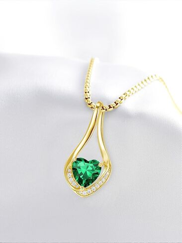 Birthstone Necklaces for Women,18k Yellow/White Gold Forever Love Heart Infinity Pendant Necklace Anniversary Jewelry Christmas Birthday Gifts for Women Her Wife Girlfriend in Kuwait