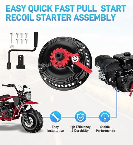 Easy Quick Fast Pull Start Recoil Starter Assembly Compatible with Predator 212，Coleman CT200U B200R 200cc Mini Bike And KT196 Go Kart，Crank Handle Start for Honda 6.5HP GX160 196 Hisun Engine-Plastic in Saudi Arabia
