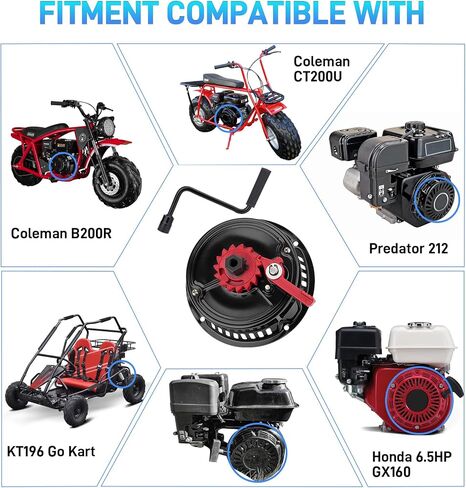 Easy Quick Fast Pull Start Recoil Starter Assembly Compatible with Predator 212，Coleman CT200U B200R 200cc Mini Bike And KT196 Go Kart，Crank Handle Start for Honda 6.5HP GX160 196 Hisun Engine-Plastic in Saudi Arabia
