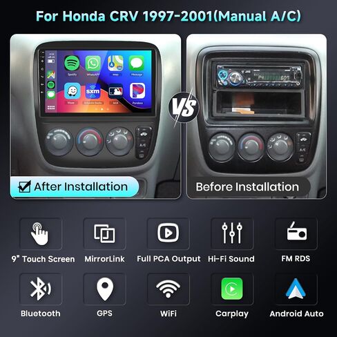 8 Core 4G 64G Car Stereo for Honda CRV 1997 1998 1999 2000 2001 Radio with Wireless CarPlay Android Auto DSP/ 46EQ 9 inch 1280x720 Touch Screen WiFi BT 5.0 RDS/FM MirrorLink GPS Backup Camera 59 UIs in Saudi Arabia
