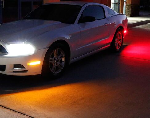 عدسة IJdmtoy المدخنة ذات الدخان الأبيض/الأحمر الكامل لعلامة LED KIT متوافقة مع 2010-14 Ford Mustang ، مدعوم من إجمالي 144-SMD LED ، استبدل مصابيح Sidemarker OEM in Saudi Arabia