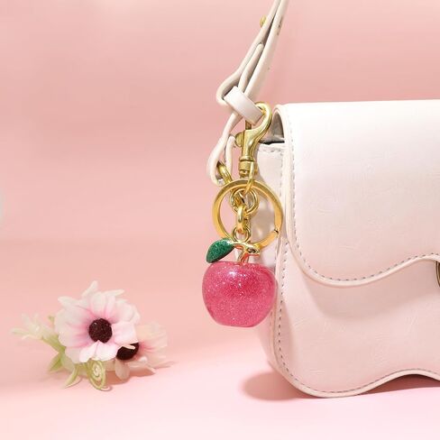 سلسلة مفاتيح Apple Cherry ، وسلاسل مفاتيح سحر الحقيبة للنساء باللونين الأحمر الأزرق الأزرق سحر حقيبة اليد المعدنية هدية in Kuwait