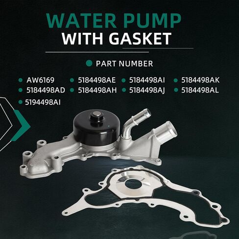 Water Pump with Gasket for Chrysler 200/300/Town & Country,for Avenger/Challenger/Charger,for Ram ProMaster 1500/2500/3500,11-19,3.6L V6,OE AW6169,5184498AD,5184498AE,5184498AH,5184498AI in Saudi Arabia