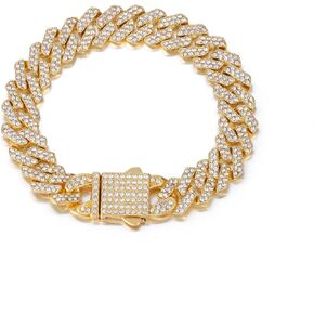 Cuban Link Chain Mens Ice Out Miami Cuban Necklace Silver/Gold Bling Diamond Hip Hop Jewelry for Women in Saudi Arabia