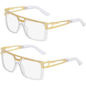 2 Pairs 80s 90s Sunglasses for Women Men Hip Hop Glasses Retro DJ Rapper Costume Accessory in Saudi Arabia