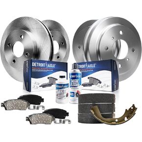 Detroit Axle - Brake Kit for 01-06 Nissan Sentra 1.8L 4-Lug Front Brake Rotors Rear Brake Drums Replacement 2001 2002 2003 2004 2005 2006 Front Ceramic Brakes Pads Rear Semi-metallic Brake Shoes in Kuwait