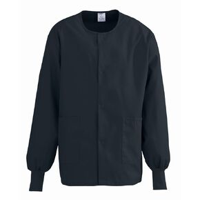 Medline ComfortEase Unisex Crew-Neck Warm Scrub Jacket with Knit Cuff, Black, Size 2XL in Kuwait