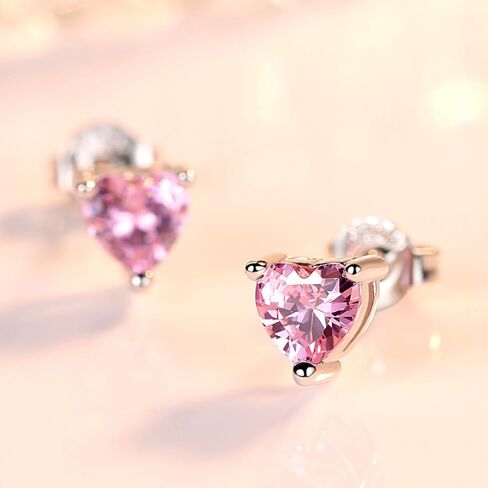 Women Synthetic Diamond Earrings, 18K White Gold Plated Round Square Cubic Zirconia Hypoallergenic Studs Earrings in Saudi Arabia