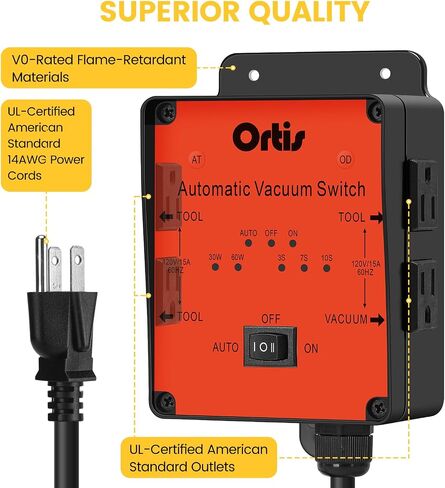 2025 New! Automatic Vacuum Switch, Ortis Dust Control Autoswitch for 3 Power Tools, Delay Vacuum On/Off to Prevent Circuit Overload and Tripping, Adjustable Actuation Threshold in Kuwait