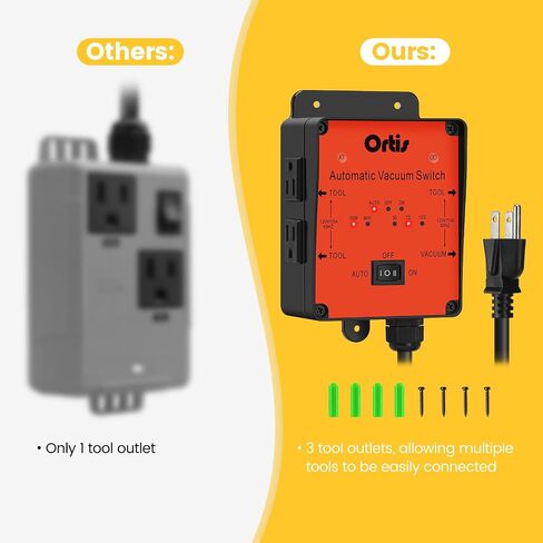 2025 New! Automatic Vacuum Switch, Ortis Dust Control Autoswitch for 3 Power Tools, Delay Vacuum On/Off to Prevent Circuit Overload and Tripping, Adjustable Actuation Threshold in Kuwait